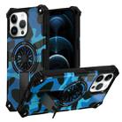For iPhone 12 Pro Max Camouflage Kickstand Rotating Shaft MagSafe Phone Case(Blue Camouflage) - 1