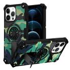 For iPhone 12 Pro Max Camouflage Kickstand Rotating Shaft MagSafe Phone Case(Green Camouflage) - 1