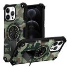 For iPhone 12 / 12 Pro Camouflage Kickstand Rotating Shaft MagSafe Phone Case(Army Green Camouflage) - 1