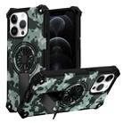For iPhone 12 / 12 Pro Camouflage Kickstand Rotating Shaft MagSafe Phone Case(Mint Green Camouflage) - 1