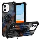 For iPhone 11 Camouflage Kickstand Rotating Shaft MagSafe Phone Case(Carbon Fiber Rainbow) - 1