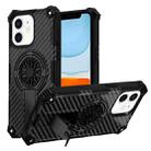 For iPhone 11 Camouflage Kickstand Rotating Shaft MagSafe Phone Case(Carbon Fiber Black) - 1