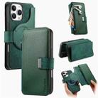For iPhone 16 Pro Max CaseNeo MagSafe RFID Anti-theft Zipper Wallet Retro Leather Phone Case(Green) - 1