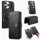 For iPhone 16 Pro CaseNeo MagSafe RFID Anti-theft Zipper Wallet Retro Leather Phone Case(Black) - 1
