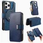 For iPhone 16 Pro CaseNeo MagSafe RFID Anti-theft Zipper Wallet Retro Leather Phone Case(Blue) - 1