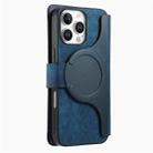 For iPhone 16 Pro CaseNeo MagSafe RFID Anti-theft Zipper Wallet Retro Leather Phone Case(Blue) - 3