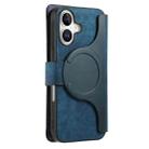 For iPhone 16 Plus CaseNeo MagSafe RFID Anti-theft Zipper Wallet Retro Leather Phone Case(Blue) - 3