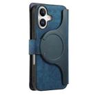 For iPhone 16 CaseNeo MagSafe RFID Anti-theft Zipper Wallet Retro Leather Phone Case(Blue) - 3