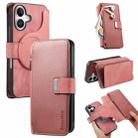 For iPhone 16 CaseNeo MagSafe RFID Anti-theft Zipper Wallet Retro Leather Phone Case(Pink) - 1