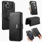 For iPhone 14 CaseNeo MagSafe RFID Anti-theft Zipper Wallet Retro Leather Phone Case(Black) - 1