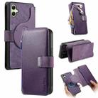 For Samsung Galaxy A06 CaseNeo MagSafe RFID Anti-theft Zipper Wallet Retro Leather Phone Case(Purple) - 1
