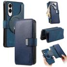 For Samsung Galaxy S25 Edge 5G CaseNeo MagSafe RFID Anti-theft Zipper Wallet Retro Leather Phone Case(Blue) - 1