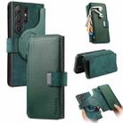 For Samsung Galaxy S25 Ultra 5G CaseNeo MagSafe RFID Anti-theft Zipper Wallet Retro Leather Phone Case(Green) - 1