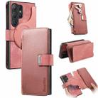 For Samsung Galaxy S25 Ultra 5G CaseNeo MagSafe RFID Anti-theft Zipper Wallet Retro Leather Phone Case(Pink) - 1