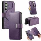 For Samsung Galaxy S24 FE 5G CaseNeo MagSafe RFID Anti-theft Zipper Wallet Retro Leather Phone Case(Purple) - 1