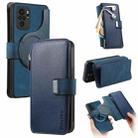 For Redmi Note 10 4G / 10S CaseNeo MagSafe RFID Anti-theft Zipper Wallet Retro Leather Phone Case(Blue) - 1