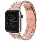 For Apple Watch 42 / 44 / 45 / 46 / 49mm xDfind Three Beads Fold Buckle Stainless Steel Watch Band(Rose Gold) - 1