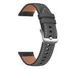 20mm xDfind Flat Head Black Shark Fine Grain Leather Watch Band(Dark Grey) - 1