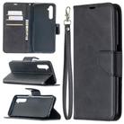 For OPPO Realme 6 Retro Lambskin Texture Pure Color Horizontal Flip PU Leather Case, with Holder & Card Slots & Wallet & Lanyard(Black) - 1