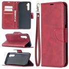 For OPPO Realme 6 Retro Lambskin Texture Pure Color Horizontal Flip PU Leather Case, with Holder & Card Slots & Wallet & Lanyard(Red) - 1