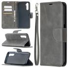 For OPPO Realme 6 Retro Lambskin Texture Pure Color Horizontal Flip PU Leather Case, with Holder & Card Slots & Wallet & Lanyard(Grey) - 1