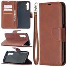 For OPPO Realme 6 Retro Lambskin Texture Pure Color Horizontal Flip PU Leather Case, with Holder & Card Slots & Wallet & Lanyard(Brown) - 1