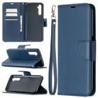 For OPPO Realme 6 Retro Lambskin Texture Pure Color Horizontal Flip PU Leather Case, with Holder & Card Slots & Wallet & Lanyard(Blue) - 1