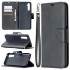 For OPPO Realme 6 Pro Retro Lambskin Texture Pure Color Horizontal Flip PU Leather Case, with Holder & Card Slots & Wallet & Lanyard(Black) - 1