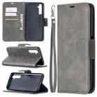 For OPPO Realme 6 Pro Retro Lambskin Texture Pure Color Horizontal Flip PU Leather Case, with Holder & Card Slots & Wallet & Lanyard(Grey) - 1