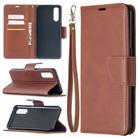 For OPPO Reno3 Pro Retro Lambskin Texture Pure Color Horizontal Flip PU Leather Case, with Holder & Card Slots & Wallet & Lanyard(Brown) - 1