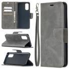 For OPPO Reno4 Pro 5G Retro Lambskin Texture Pure Color Horizontal Flip PU Leather Case, with Holder & Card Slots & Wallet & Lanyard(Grey) - 1