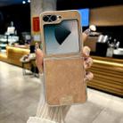 For Samsung Galaxy Z Flip6 5G Lamb Leather Cork PU + PC Brown Phone Case(Silver Edge) - 2