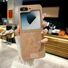 For Samsung Galaxy Z Flip6 5G Lamb Leather Cork PU + PC Brown Phone Case(Brown Edge) - 2