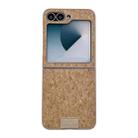 For Samsung Galaxy Z Flip5 5G Lamb Leather Cork PU + PC Brown Phone Case(Leather Texture) - 1