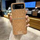 For Samsung Galaxy Z Flip4 5G Lamb Leather Cork PU + PC Brown Phone Case(Leather Texture) - 2