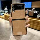 For Samsung Galaxy Z Flip3 5G Lamb Leather Cork PU + PC Brown Phone Case(Black Edge) - 2
