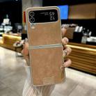 For Samsung Galaxy Z Flip3 5G Lamb Leather Cork PU + PC Brown Phone Case(Silver Edge) - 2