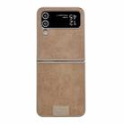 For Samsung Galaxy Z Flip3 5G Lamb Leather Cork PU + PC Brown Phone Case(Brown Edge) - 1
