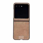 For Motorola Razr 50 / 60 Lamb Leather Cork PU + PC Brown Phone Case(Black Edge) - 1