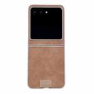 For Motorola Razr 50 / 60 Lamb Leather Cork PU + PC Brown Phone Case(Silver Edge) - 1