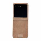 For Motorola Razr 50 / 60 Lamb Leather Cork PU + PC Brown Phone Case(Brown Edge) - 1