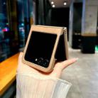 For Motorola Razr 50 Ultra Lamb Leather Cork PU + PC Brown Phone Case(Leather Texture) - 3