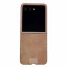 For Motorola Razr 60 Ultra Lamb Leather Cork PU + PC Brown Phone Case(Brown Edge) - 1