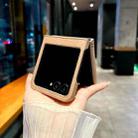 For Motorola Razr 60 Ultra Lamb Leather Cork PU + PC Brown Phone Case(Brown Edge) - 3