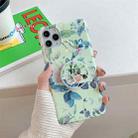 For iPhone 11 Colorful Laser Flower Series TPU Mobile Phone Case with Folding Holder(Rose) - 1