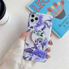 For iPhone 11 Pro Max Colorful Laser Flower Series TPU Mobile Phone Case with Folding Holder(Blue Flower) - 1