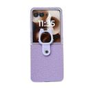 For Motorola Razr 60 Ultra Transparent Frame Jelly PU + PC Phone Case with Ring Holder(Purple) - 1