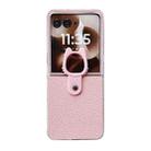 For Motorola Razr 50 Ultra Transparent Frame Jelly PU + PC Phone Case with Ring Holder(Pink) - 1