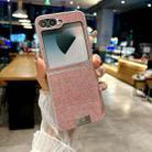 For Samsung Galaxy Z Flip5 5G Silver Frame Denim PU + PC Phone Case(Pink) - 2