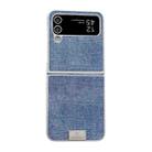 For Samsung Galaxy Z Flip4 5G Silver Frame Denim PU + PC Phone Case(Blue) - 1